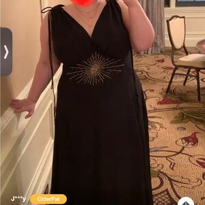 NWT cider embellished rhinestone starburst black maxi dress